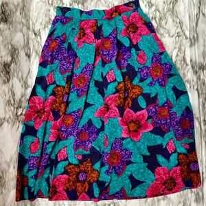 Fire Islander 80s Bold Bright Midi Skirt Electric Colorful Floral Vintagecore